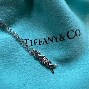 Tiffany & Co white gold and diamond 16 inch necklace.